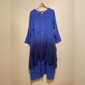 CHEYENNE LINEN Relaxed Blue Ombre Dress - Women's. Size S/ M